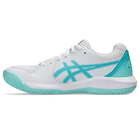 Asics Gel-Dedicate 8 Women's Pickleball Shoes - White/Energy Aqua - Image 2