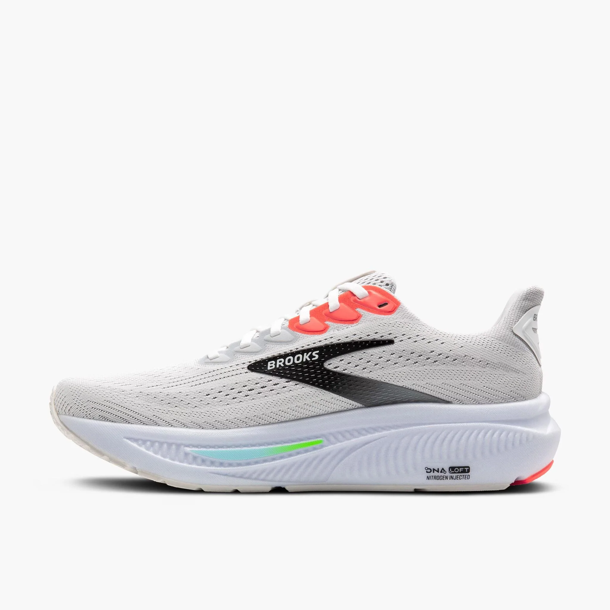 Brooks Ghost 17 Men's Running Shoes - White/Pink/Gecko - Image 3