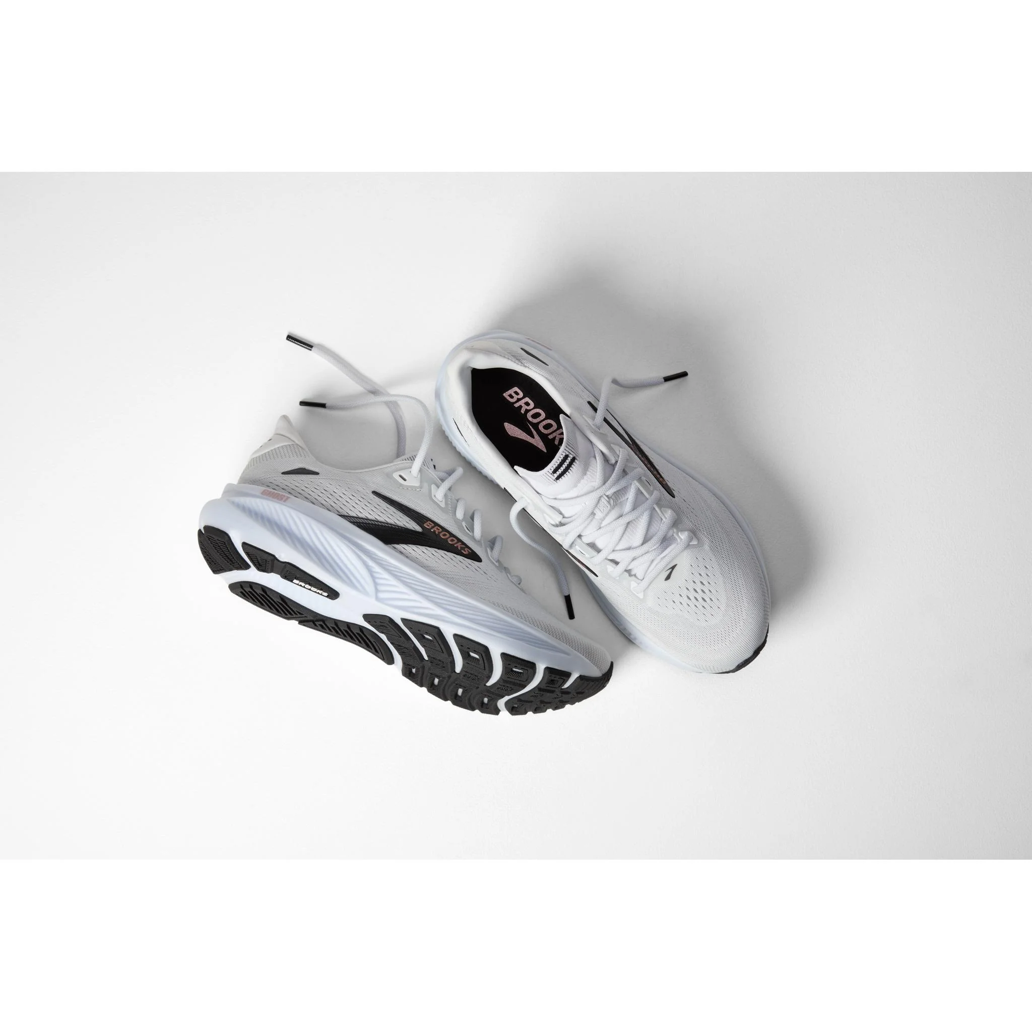 Brooks Ghost 18 Women's Running Shoes - White/Black/Rose Gold - Image 8