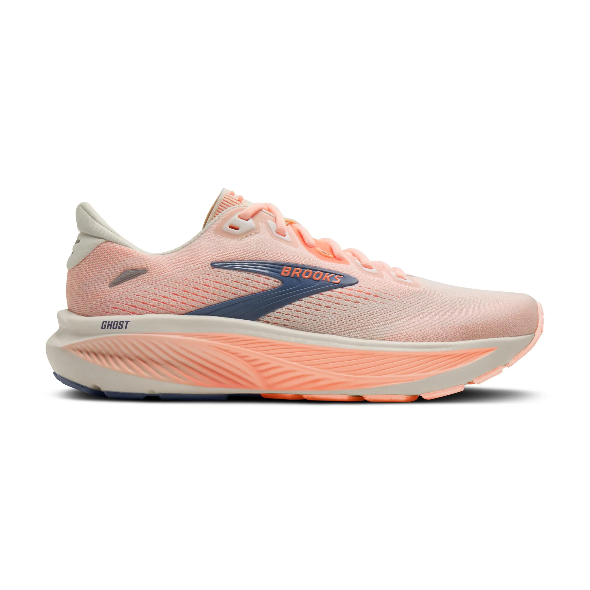 Brooks Ghost 18 Women's Running Shoes - White/Peach/Grey