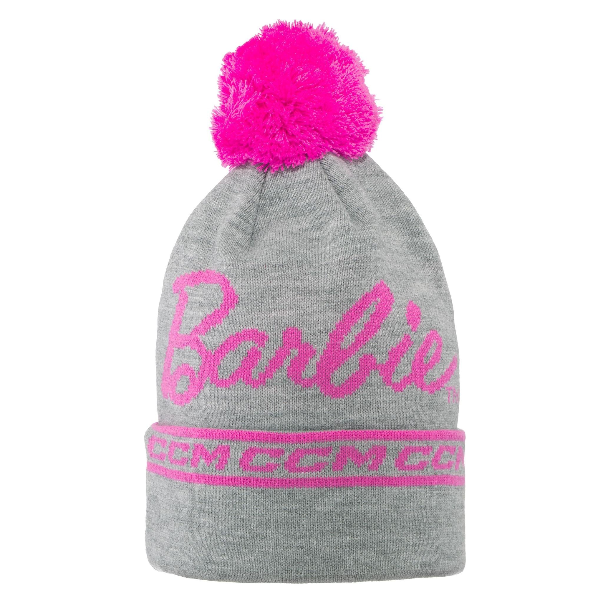 Barbie™ x CCM Grey Embroidered Pom Knit Youth Hat - Image 2