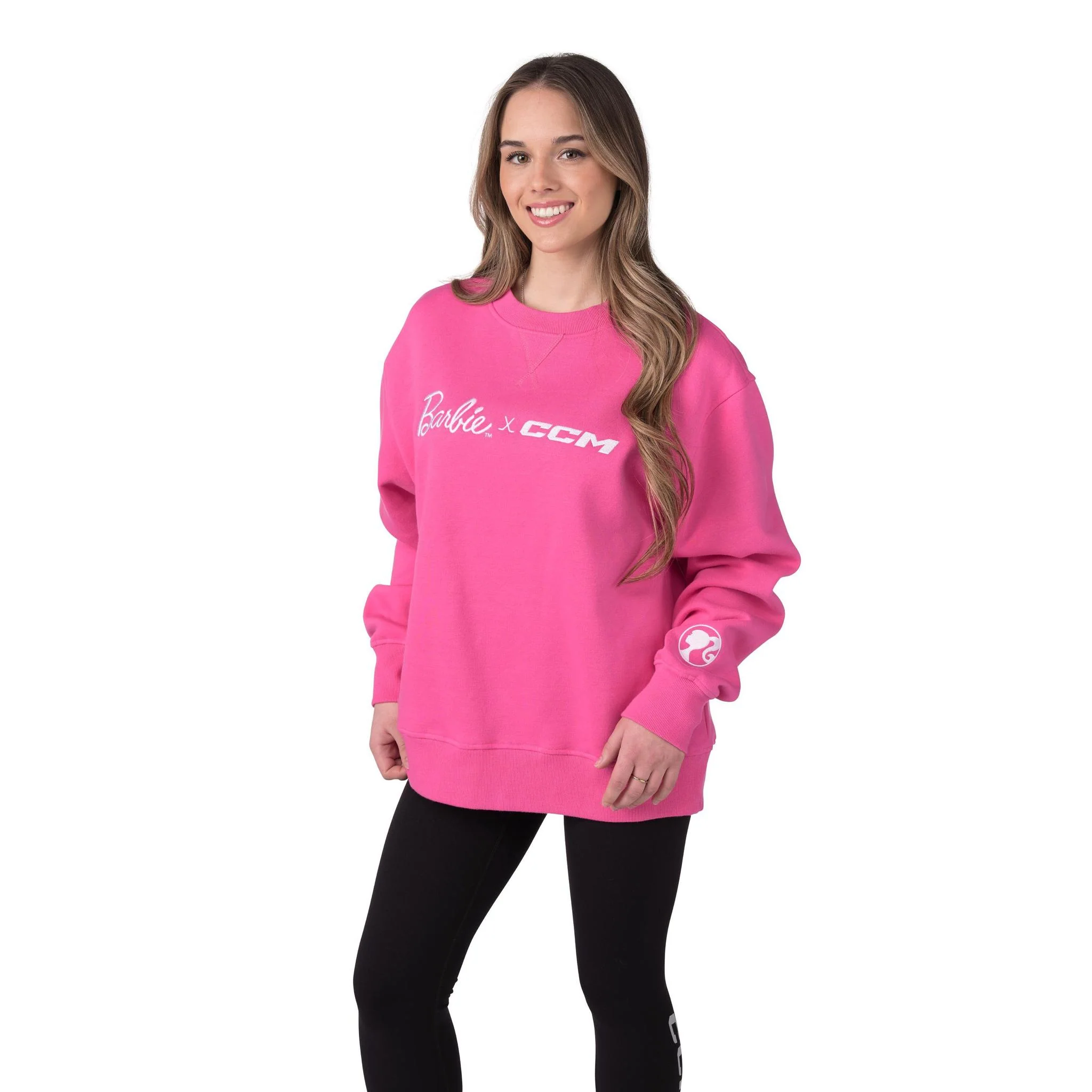 Barbie™ x CCM Pink Embroidered Crewneck - Image 5