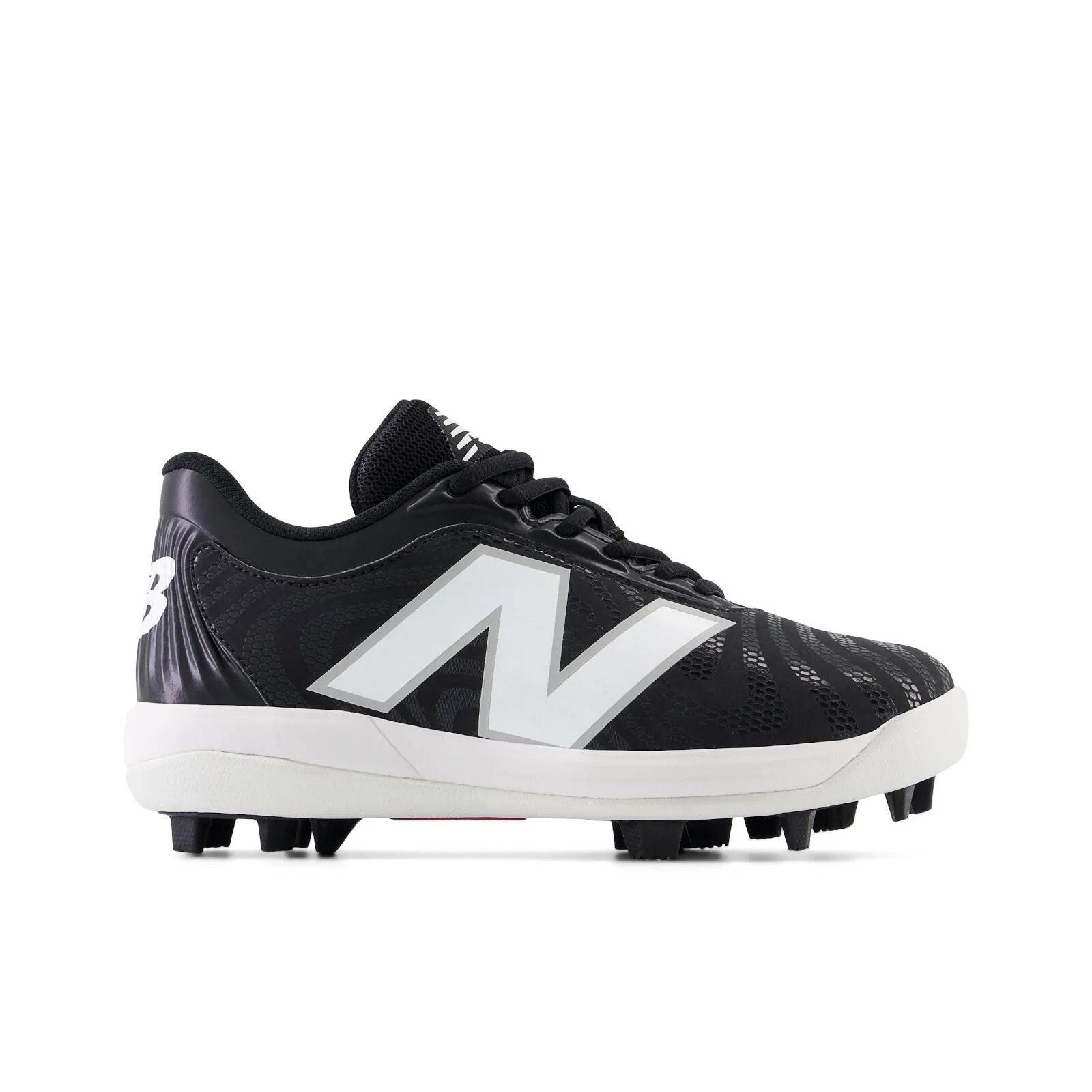 New Balance 4040 v7 Youth Rubber-Molded Baseball Cleats - Wide (2E) - Black/Optic White
