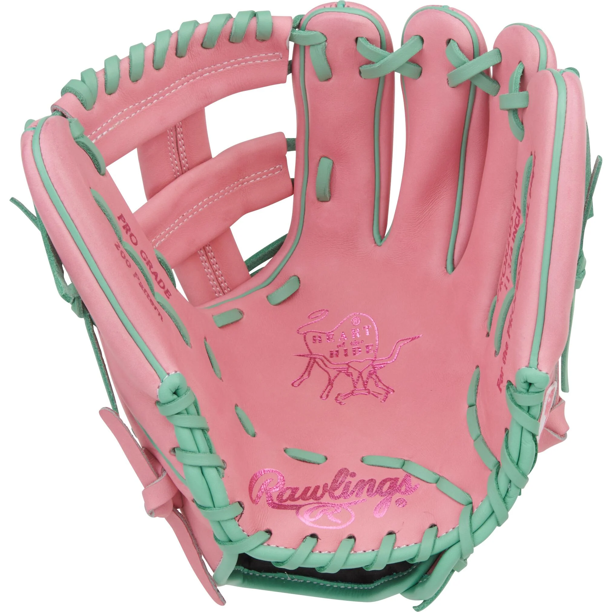 Rawlings Heart of the Hide 11.75" Baseball Glove - Pink/Mint - Right Hand Throw - Image 2