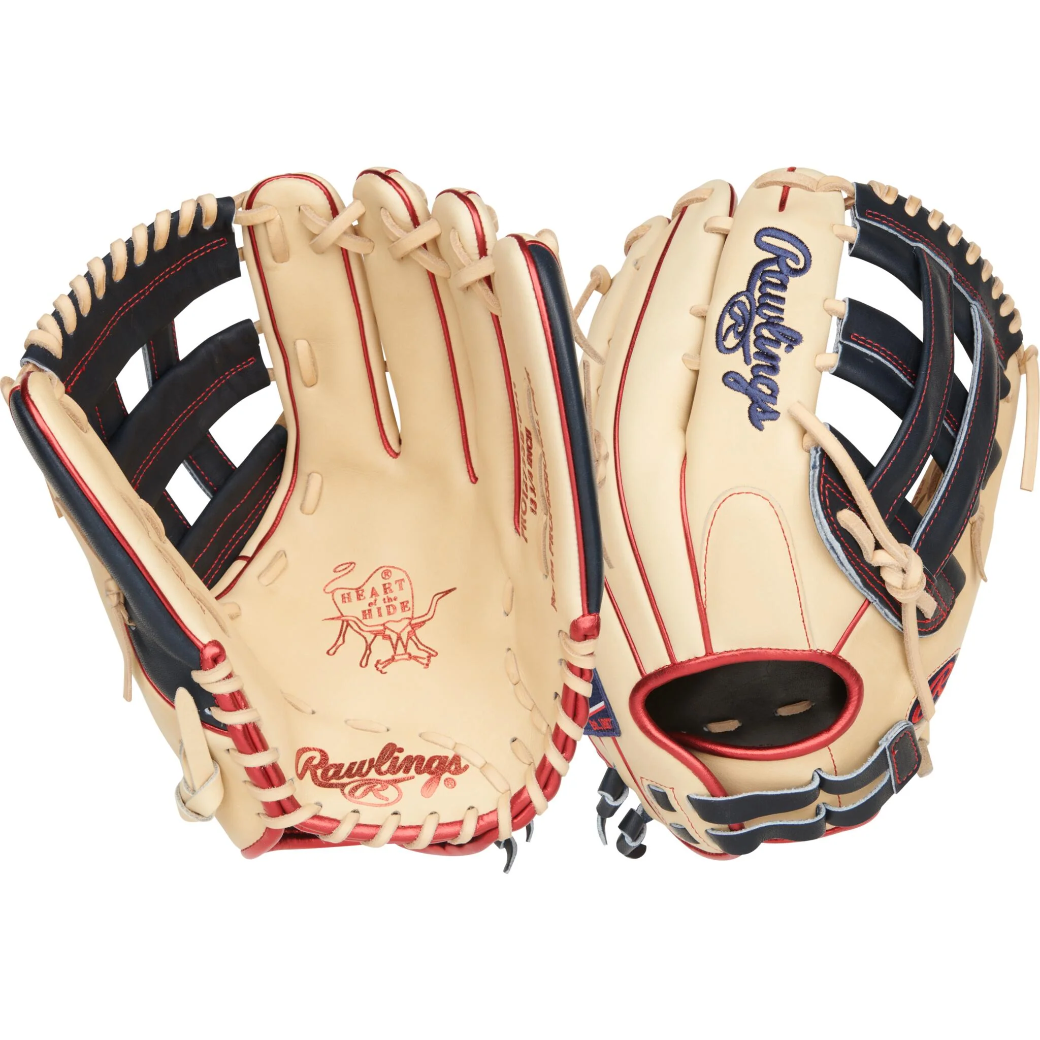 Rawlings Heart Of The Hide 12.75" Softball Glove - Camel/Black/Red - Image 2