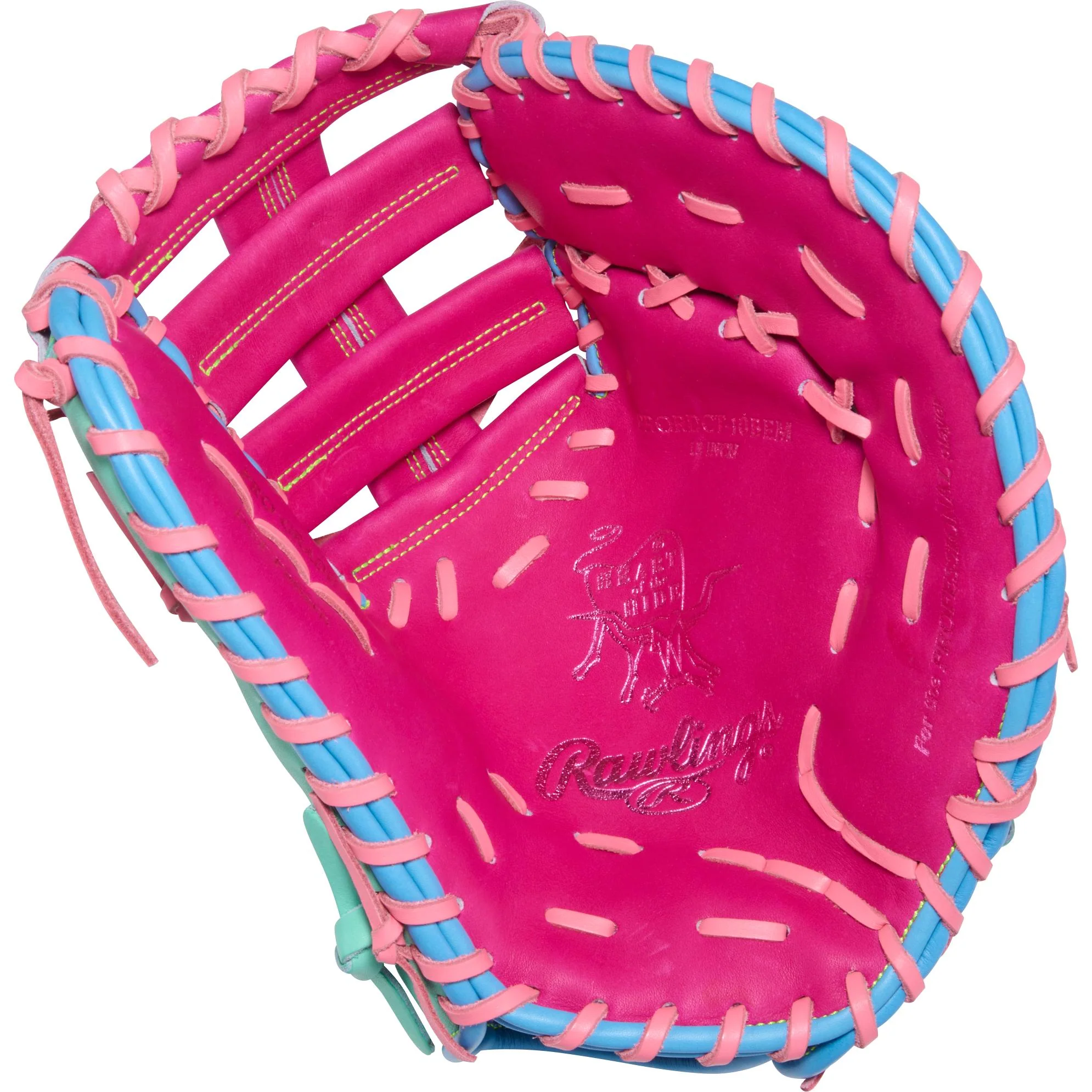 Rawlings Heart of the Hide Colour Sync 10 Pink Teal 13" First Base Mitt (2026) - Right Hand Throw - Image 2