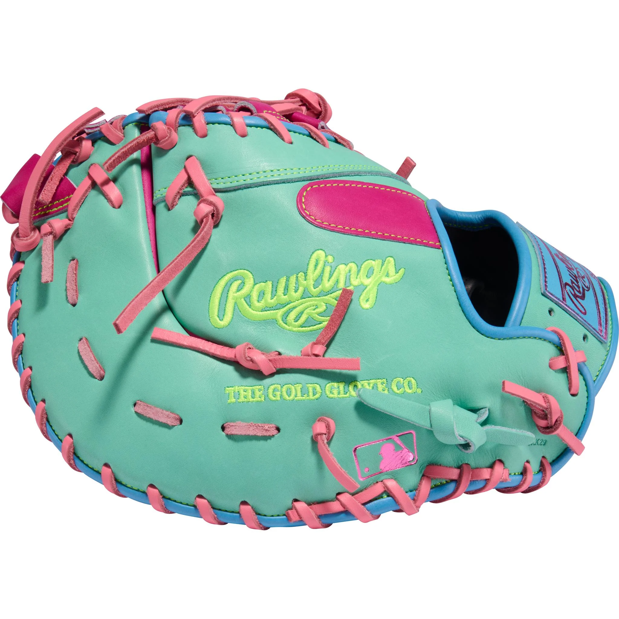 Rawlings Heart of the Hide Colour Sync 10 Pink Teal 13" First Base Mitt (2026) - Right Hand Throw - Image 4