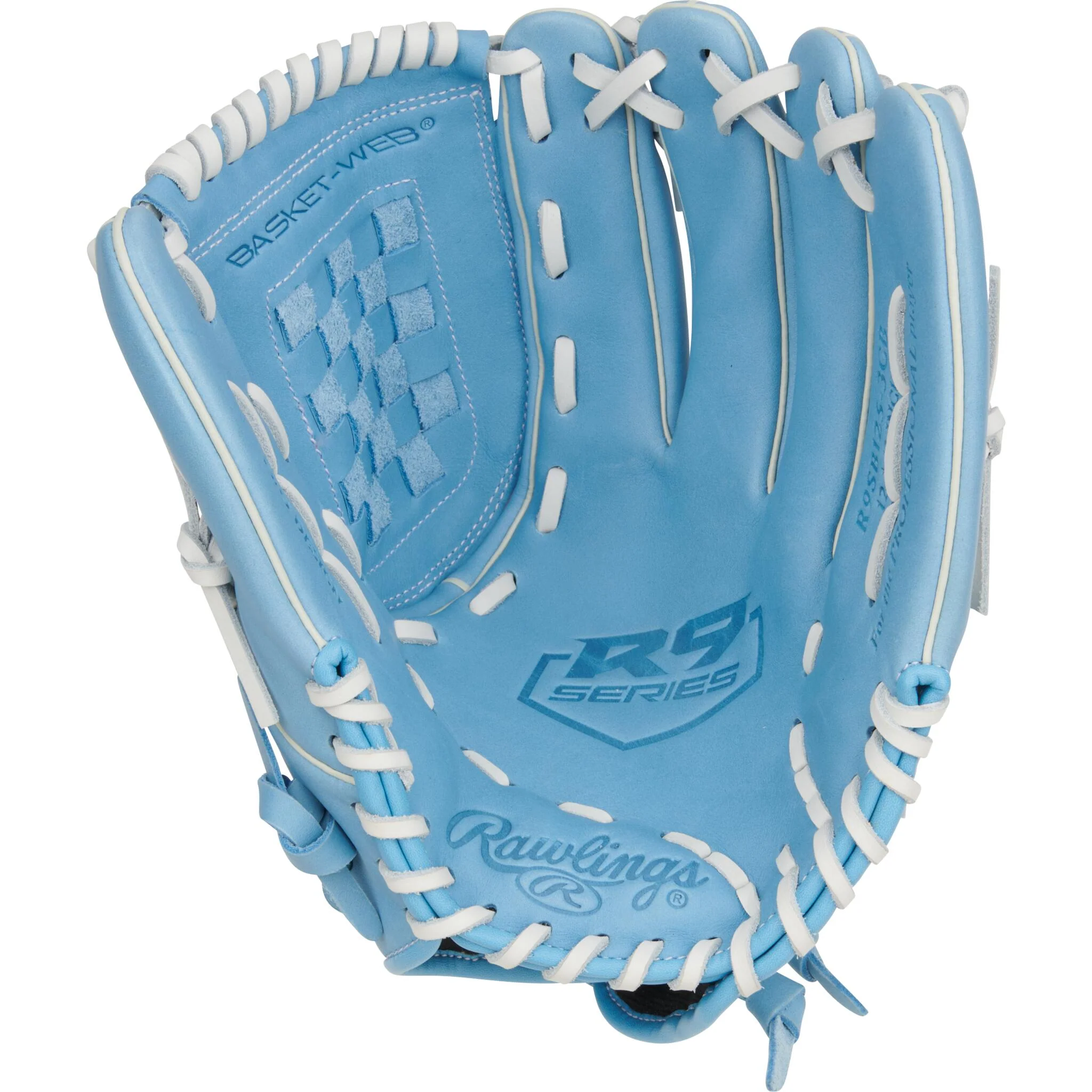 Rawlings R9 Series 12.5" Youth Fastpitch Softball Glove - Carolina Blue - Right Hand Throw - Image 2