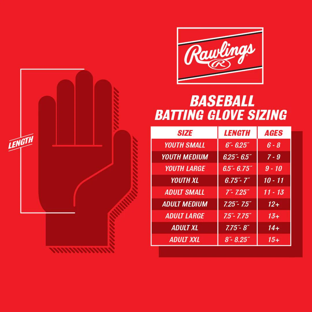 Rawlings Workhorse Youth Baseball Batting Gloves - Image 12