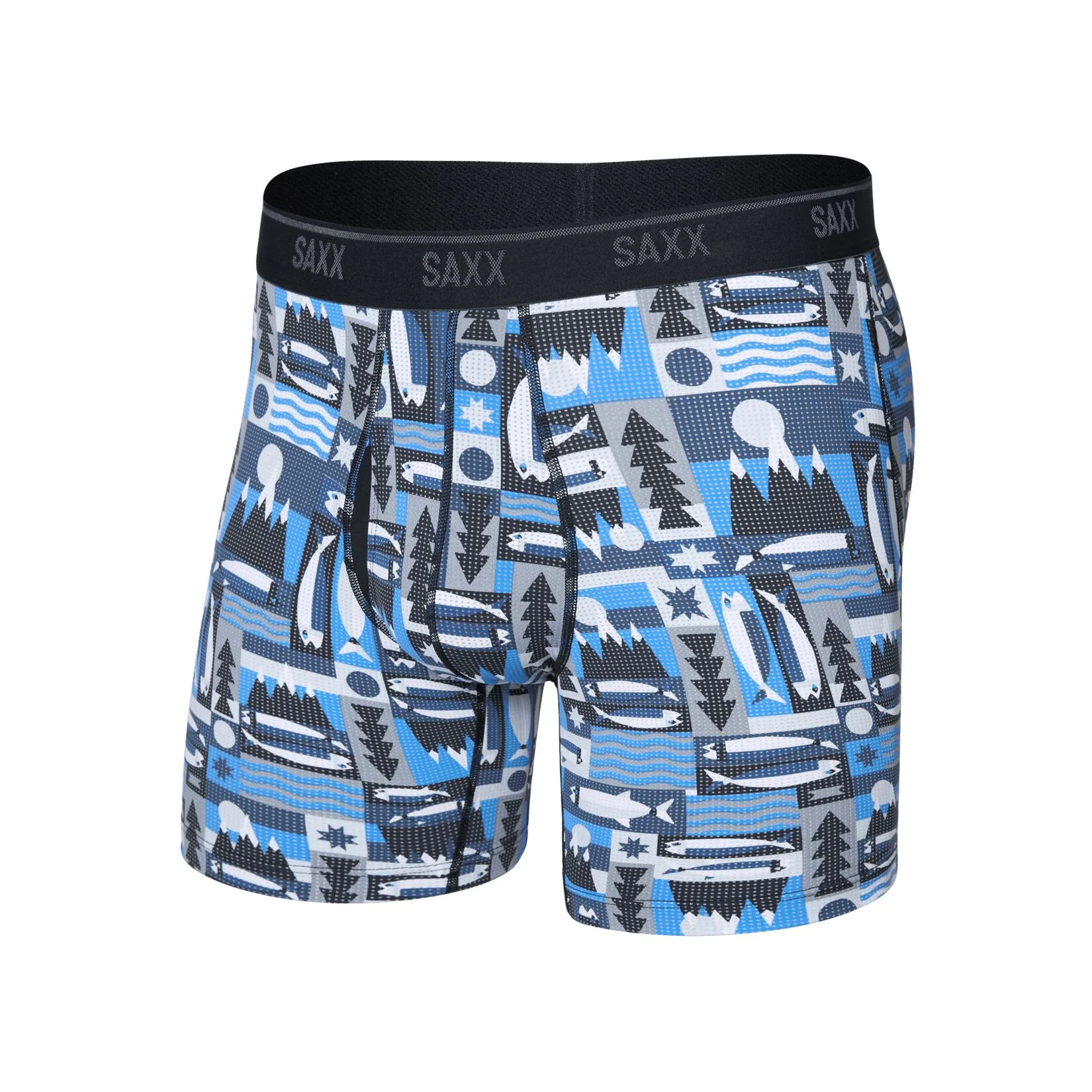 Saxx Quest Quick-Dry Mesh Boxer Brief - Winter Angler/Blue