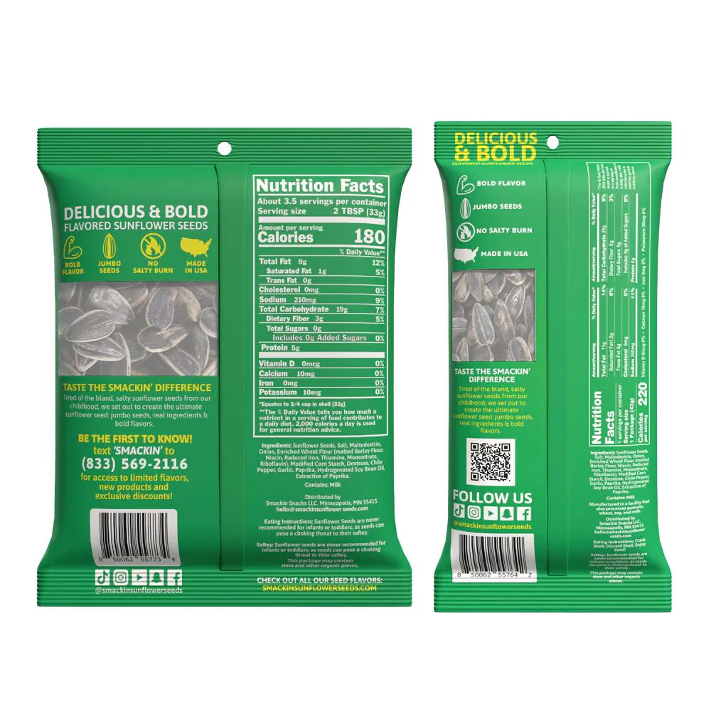 Smackin' Sour Cream & Onion Sunflower Seeds - 1.5 oz - Image 3